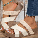  Braided Detail Criss Cross Platform Slippers