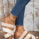  Braided Detail Criss Cross Platform Slippers
