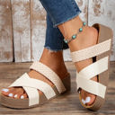  Braided Detail Criss Cross Platform Slippers