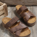  Braided Detail Criss Cross Platform Slippers