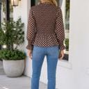  Briana Shirred Ruffle Hem Blouse