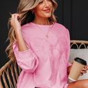  Brianna Lace Bow Embroidered Exposed Seam Sweatshirt