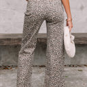  Brianna Leopard Frayed Edge Wide Leg High Waist Jeans