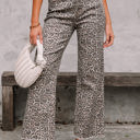 Brown Size 8 Brianna Leopard Frayed Edge Wide Leg High Waist Jeans