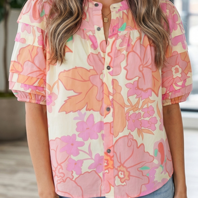 Brianna Pintuck Short Sleeve Shirt