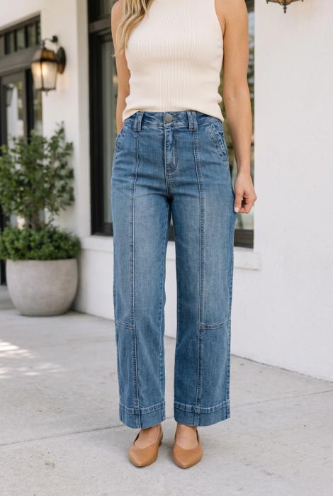 Brianna Stitching Straight Jeans
