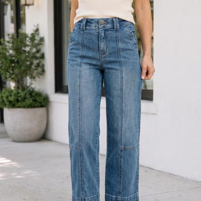 Brianna Stitching Straight Jeans