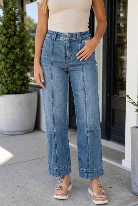Brianna Stitching Straight Jeans