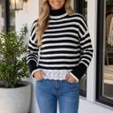 Black XL Brielle Ruffle Detail Casual Sweater