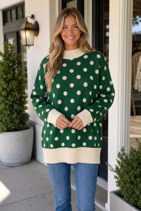 Briellia Colorblock Trim Tunic Sweater