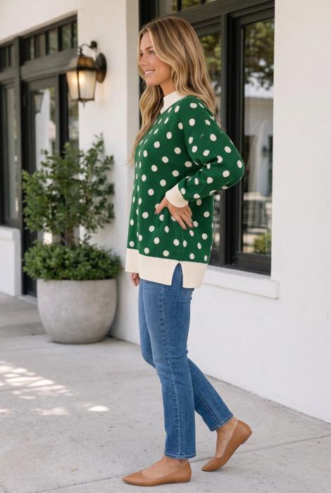 Briellia Colorblock Trim Tunic Sweater