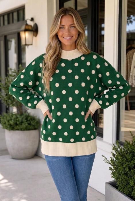 Briellia Colorblock Trim Tunic Sweater