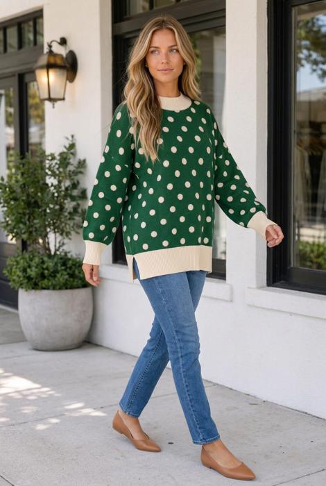 Briellia Colorblock Trim Tunic Sweater