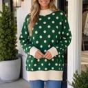 Green XL Briellia Colorblock Trim Tunic Sweater