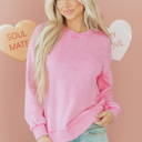 Bright Pink Medium Brinley Drop Shoulder Loose Sweatshirt