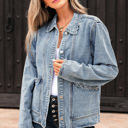  Brooklyn Scallop Trim Button Up Denim Jacket