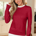 Racing Red XL Brooklynn Patchwork Cuffs Loose Sweater