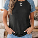 Carbon Grey Medium Brynleigh Patchwork Short Sleeve Top