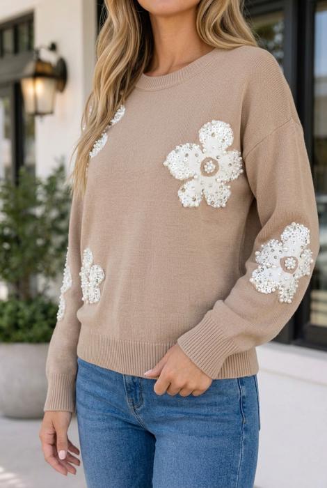 Brynly Patchwork Ribbed Trim Sweater