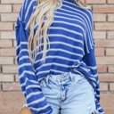 Blue XL Cadence Stripe Casual Sweater
