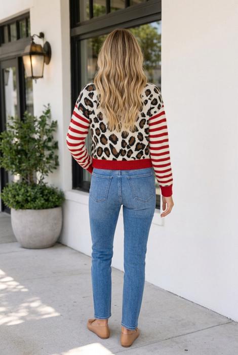 Cailee Striped Sleeves Cropped Cardigan