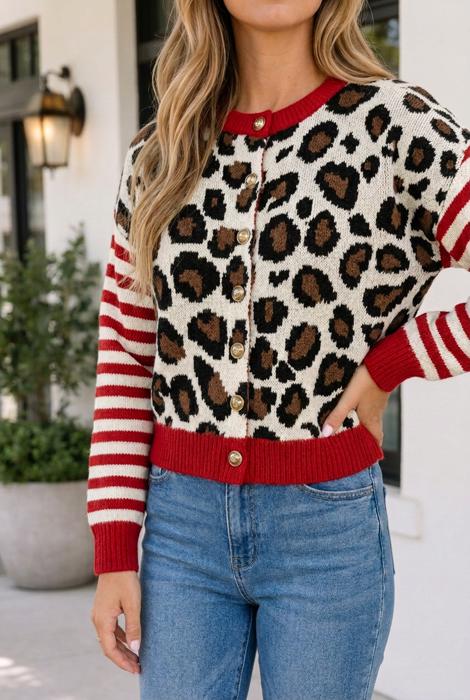 Cailee Striped Sleeves Cropped Cardigan
