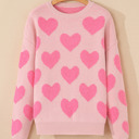 Light Pink XL Cali Heart Jacquard Knit Sweater