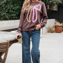  Callie Terry Bow Pattern Drop Shoulder Sweatshirt