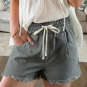 Black Stripe Size 8 Campbell Elastic Waist Casual Shorts