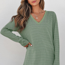  Capri Stripe Stretchy Long Sleeve Top