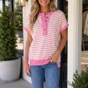 Pink Stripe XL Caren Short Sleeve Top