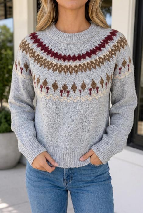 Carleie Geometric Detail Winter Sweater