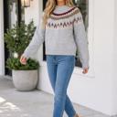  Carleie Geometric Detail Winter Sweater