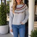 Gray Small Carleie Geometric Detail Winter Sweater