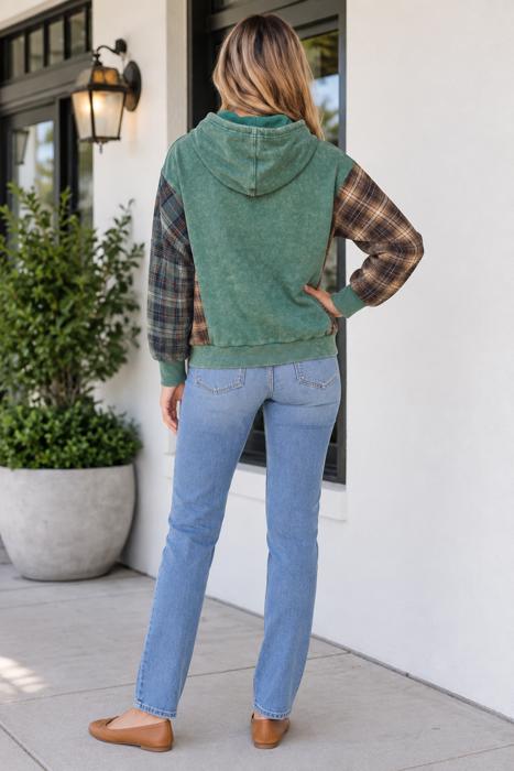 Carley Plaid Colorblock Hoodie