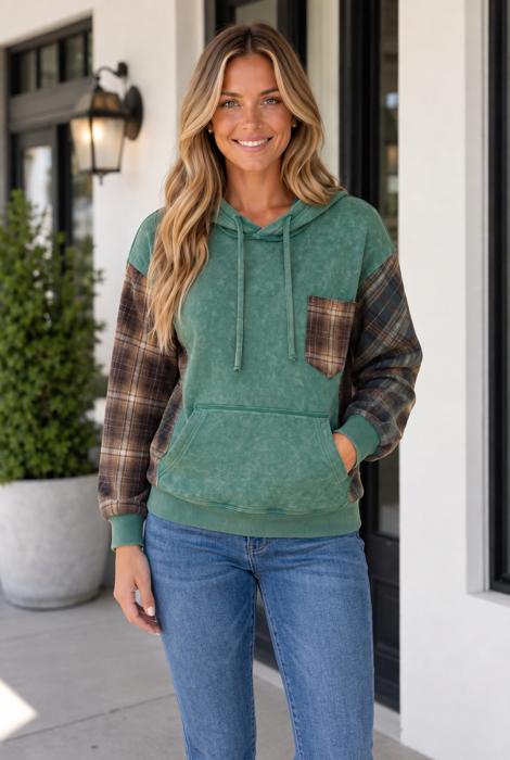 Carley Plaid Colorblock Hoodie