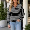  Carol Zip Collar Long Sleeve Top
