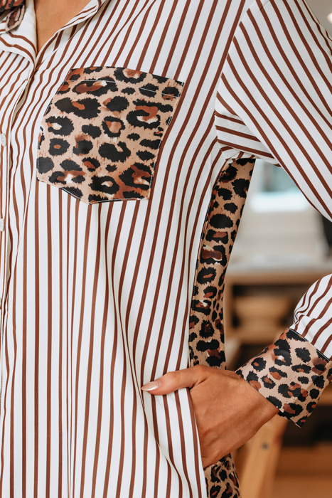 Caroline Contrast Patchwork Long Shirt Dress