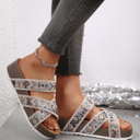  Caroline Strappy Hollowed Platform Slippers