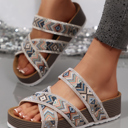  Caroline Strappy Hollowed Platform Slippers