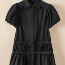  Cassidy Button Down Puff Sleeve Ruffle Hem Dress