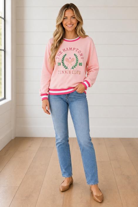 Cassie Embroidered Tennis Club Pullover