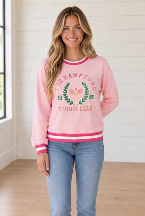 Cassie Embroidered Tennis Club Pullover