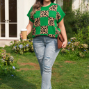  Cattleya Checkered Short Sleeve PLUS Sweater