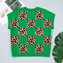  Cattleya Checkered Short Sleeve PLUS Sweater