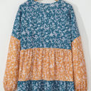  Cecilia Floral Ruffled Hem Round Neck Blouse