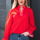 Fiery Red Small Celine Long Sleeve Blouse Long Sleeve Top