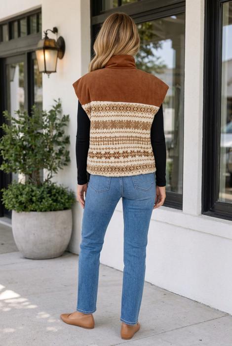 Cennedy Collar Patchwork Design Vest