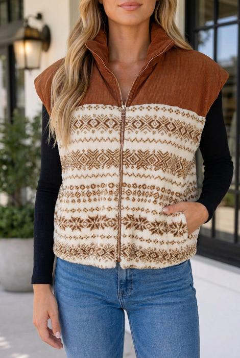Cennedy Collar Patchwork Design Vest