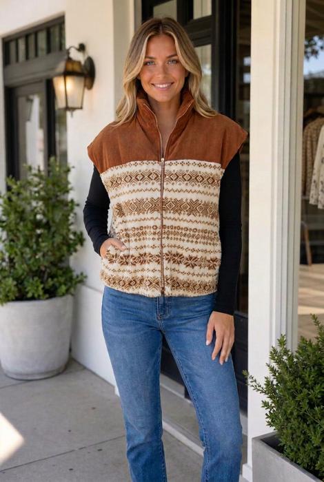 Cennedy Collar Patchwork Design Vest